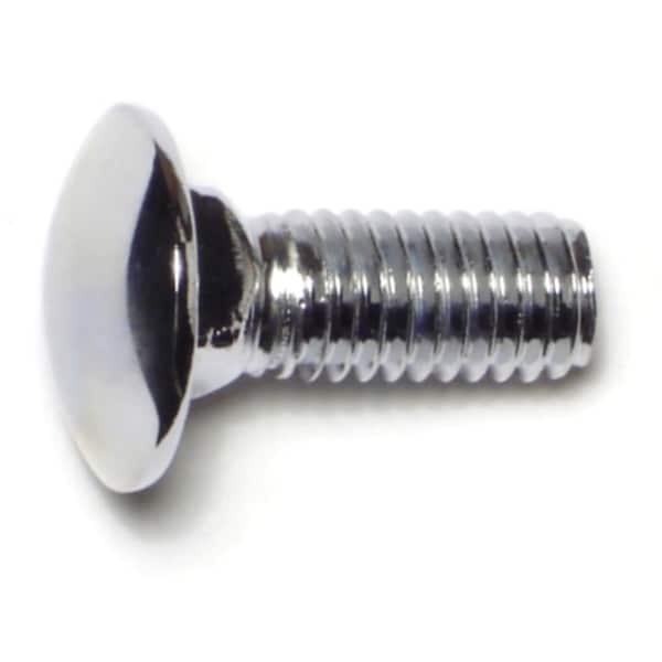 Carriage Bolt, Square Neck, 16 (Coarse), 1 in L, Steel, Chrome, 5 PK